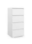 Cassettiera 4 cassetti Zapopan 18 | Bianco | 88 x 30 x 40 cm | Ideale per ingresso e guardaroba