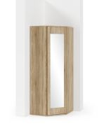 Armadio angolare Zapopan 51 | Rovere Sonoma | 1 anta a specchio | 5 scomparti | Sistema push to open | 185 x 70 x 70 cm
