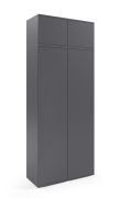 Armadio grafite con ante battenti Zapopan 33 | 4 scomparti | Modulo aggiuntivo | Push to open | 225 x 90 x 40 cm