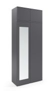 Armadio grafite Zapopan 30 | 2 ante battenti | 4 scomparti | 2 barre estraibili | 225 x 90 x 40 cm