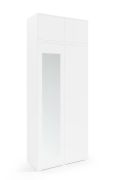 Armadio bianco con ante battenti | Modulo aggiuntivo Zapopan 29 | 4 scomparti, 2 a ribalta, anta a specchio | Push to open | 225 x 90 x 40 cm