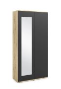 Armadio Zapopan 21 | Rovere Artisan e nero | 2 ante, specchio, 2 barre appendiabiti | 185 x 90 x 40 cm