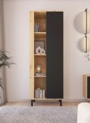 Scaffale "Zapopan" 138, color rovere Artisan/nero, gambe: metallo, 1 anta, 8 scomparti, funzione "push-to-open", 60 x 40 x 172 cm
