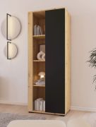 Libreria "Zapopan" 137, color rovere Artisan/nero, gambe: metallo, 1 anta, 8 scomparti, funzione "push-to-open", 60 x 40 x 162 cm