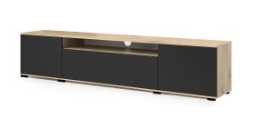 Base TV moderna con 3 ante | Rovere Artisan e nero | 42 x 180 x 40 cm | Stile contemporaneo Zapopan 113