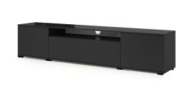 Mobile porta TV Zapopan 116 nero | 4 scomparti | 42 x 180 x 40 cm | Passacavo | Push-to-open | Stabile