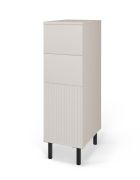 Cassettiera "Lerdo" 01, color cashmere, 1 anta a battente, 2 cassetti, 2 scomparti, design cannettato, funzione"push-to-open", 30 x 40 x 93,5 cm