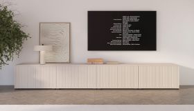 Mobile TV "Lerdo" 04, color cashmere, 8 ante a battente, 8 scomparti, funzione "push-to-open", 280 x 40 x 42 cm