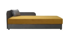Letto da giorno Lobatos 65 grigio/giallo | Cuscini inclusi | Nucleo a molle Bonell | Testata sinistra | 80 x 195 cm | Spazio contenitore