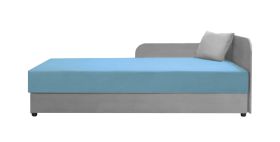 Letto da giorno e per ospiti Lobatos 102 grigio/blu | Spazio contenitore | Superficie 80x195 cm | Testiera a destra | Ottima fattura