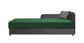 Letto ospiti Lobatos 82 | Cuscini inclusi | Grigio/Verde | Nucleo a molle Bonell | Contenitore ribaltabile | 80x195 cm