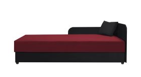 Letto singolo Lobatos 90 nero/rosso | Testata destra | Cuscini inclusi | Nucleo a molle Bonell | Contenitore ribaltabile | 80x195 cm