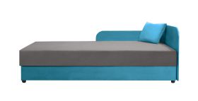 Letto da giorno Lobatos 106 | Blu/Grigio | 80 x 195 cm | Testata a destra | Con contenitore