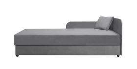 Letto singolo Lobatos 88 grigio | Testata destra | Contenitore ribaltabile | Molle Bonell | 80x195 cm | Cuscini inclusi