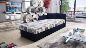 Letto da giorno Lobatos 52 blu | Spazio contenitore | 80 x 195 cm | Testiera destra | Qualità artigianale