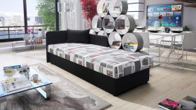 Letto da giorno Lobatos 59 antracite | Cuscini inclusi | Testata sinistra | 80 x 195 cm | Spazio contenitore