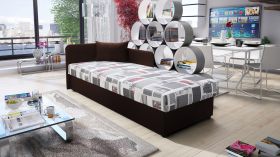 Letto da giorno con testiera sinistra Lobatos 57 marrone | Superficie 80 x 195 cm | Cuscini inclusi | Spazio contenitore