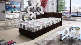 Letto da giorno singolo Lobatos 58 marrone | Spazio contenitore | Superficie 80x195 cm | Nucleo a molle Bonell | Testata destra