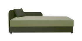 Letto da giorno imbottito Lobatos 93 verde | Cuscini inclusi | Vano portaoggetti | Testata sinistra | 80 x 195 cm