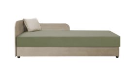 Letto da giorno con testiera sinistra Lobatos 91 | Beige/Verde | Imbottitura confortevole | Contenitore ribaltabile | 80 x 195 cm
