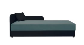 Letto da giorno Lobatos 97 nero/turchese | Testata sinistra | Nucleo a molle Bonell | 80 x 195 cm | Cuscini inclusi