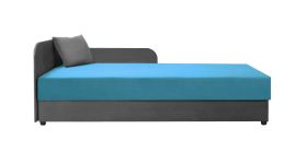 Letto da giorno Lobatos 43 | Imbottitura confortevole | Grigio/Blu | Cuscini inclusi | Vano portaoggetti | 90 x 195 cm