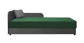 Letto per ospiti Lobatos 21 | Grigio/Verde | 90 x 195 cm | Contenitore | Nucleo a molle Bonell | Testata sinistra