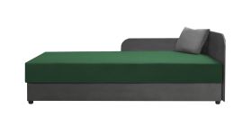 Letto da giorno con contenitore Lobatos 22 | Imbottitura confortevole | Grigio/Verde | Testata destra | 90x195 cm