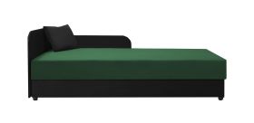 Letto da giorno con testiera sinistra Lobatos 07 | Nero/Verde | 90 x 195 cm | Cuscini inclusi | Vano portaoggetti