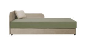 Letto da giorno con testiera sinistra Lobatos 31 | Beige/Verde | Imbottitura confortevole | Contenitore ribaltabile | 90 x 195 cm