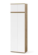 Armadio con top "Jaralillo" 11, color rovere Artisan/bianco, 4 ante, 5 scomparti, 1 barra appendiabiti, Sistema "push-to-open", 70 x 40 x 225 cm
