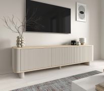 Mobile TV "Mexicali" 01, color cashmere/rovere Vicenza, 3 ante a battente, 3 scomparti, Sistema "push-to-open", 200 x 40 x 54 cm