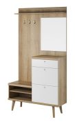 Armadio moderno Ladybarn 01 | Rovere Riviera e Bianco | 200 x 110 x 34 cm | 3 ganci, 3 cassetti