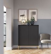 Cassettiera moderna Worthing 47 nero/oro | 125 x 104 x 39 cm | 2 ante, 6 scomparti, 4 ripiani | Design elegante