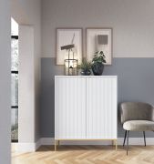 Cassettiera 6 scomparti Worthing 33 | Bianco/Oro | 125 x 104 x 39 cm | Design moderno