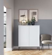 Cassettiera ampia Worthing 32 | Bianco/Nero/Oro | 125 x 104 x 39 cm | Design moderno e spazioso