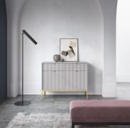 Cassettiera moderna Worthing 51 | 2 cassetti | Grigio/Oro | 83 x 104 x 39 cm | Design elegante e funzionale