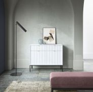 Cassettiera moderna Worthing 22 | Bianco Nero Oro | 83 x 104 x 39 cm | Design elegante