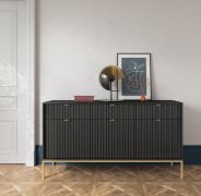 Credenza nera e oro Worthing 39 | Ampio spazio di archiviazione | 83 x 154 x 39 cm