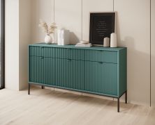 Cassettiera moderna Worthing 04 | 3 cassetti | Verde/Nero | 83 x 154 x 39 cm