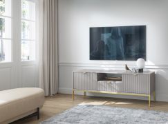 Mobile TV design moderno Worthing 57 grigio/oro | 56x154x39 cm | Eleganza e funzionalità per il soggiorno