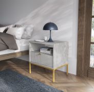 Comodino Worthing 59 grigio/oro | 56 x 54 x 39 cm | Design moderno e praticità