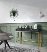 Scrivania moderna Worthing 49 | Nero/Oro elegante | 78 x 104 x 50 cm | 2 cassetti | Design raffinato