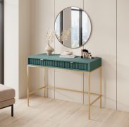 Scrivania Worthing 21 verde e oro | Design moderno | 78 x 104 x 50 cm | 2 cassetti