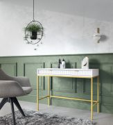 Scrivania moderna bianco oro | 78 x 104 x 50 cm | 2 cassetti | Simple Worthing 35