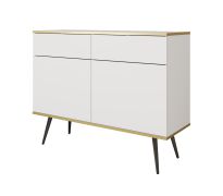 Cassettiera compatta Horsham 61 | 2 cassetti push-to-open | 2 ante | 4 scomparti | Bianco e nero | Protezione bordi ABS