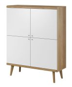 Cassettiera Maryhill 08 | Rovere Riviera e Bianco | 134 x 107 x 40 cm | 4 ante e 8 scomparti