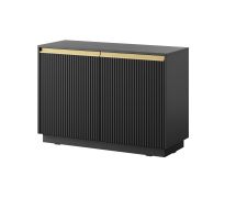 Cassettiera compatta 2 ante nera | 4 scomparti | Frontale scanalato | Chiusura ammortizzata | Protezione ABS | Finghall 04