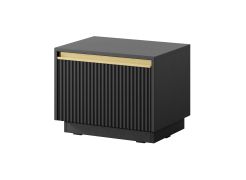 Cassettiera da parete Finghall 13 nero | 1 cassetto soft-close | frontale scanalato | maniglia oro | ABS
