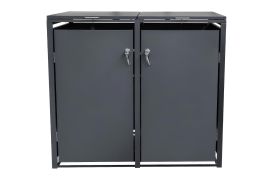 Copribidoni della spazzatura doppio - Colore: antracite, Larghezza: 132 cm, Altezza: 116 cm, Profondità: 80 cm